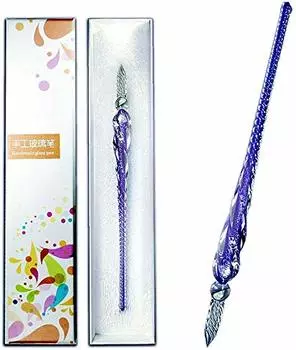 Ручка TSUCIA из витого стекла, ручка для подписи, перьевая ручка, письмо, канцелярские принадлежности, иллюстрация, прозрачная канцелярская коробка в комплекте (фиолетовый)