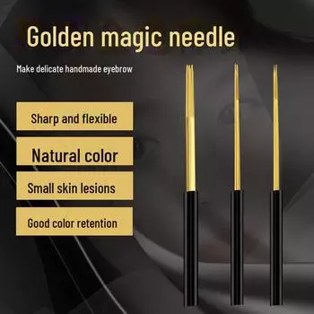 Ручка-туман Gold: Круглые и маленькие полуперманентные иглы для вышивки бровей Round three closing