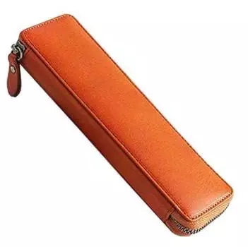 Ручка Высококачественный итальянский подлинный перьевой карандаш Подарочный футляр, коровья кожа, кожа, молния, стильный, чехол, канцелярские принадлежности, ручка, канцелярские принадлежности, хранение, темно-коричневого