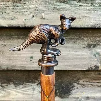 Ручка в виде головы кенгуру, деревянная трость ручной работы, антикварная цветная трость в викторианском стиле