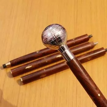 Ручка в виде земного шара из латуни с морским дизайном, викторианская деревянная трость, винтажная трость