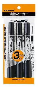 Ручка ZEBRA High Mackie черная 3 шт. на масляной основе P-MO-150-MC-BK3