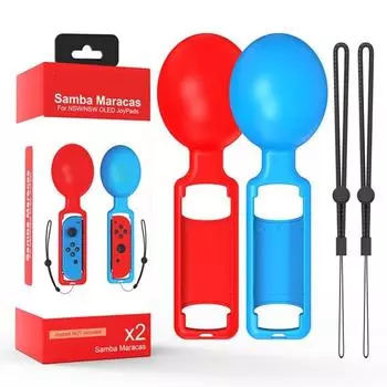 Ручки для контроллеров Switch, игровые ручки для контроллеров Samba Maracas, совместимые с Samba De Amigo: Центральная партия 2 шт. 22.6*7.3*4.8cm красный/синий