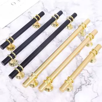 Ручки для ящиков, мебель для кухни, ручки для шкафа, дверная ручка для ящиков, мебель для кухни, современная, простая, золотистая, серебристая Single hole 96mm чёрный