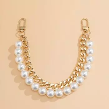 Ручки для сумок со сменными цепочками и зажимами, двухслойная искусственная жемчужина, толстая цепочка, декоративный ремень для сумки через плечо, съемная цепочка для сумок своими руками золотистый