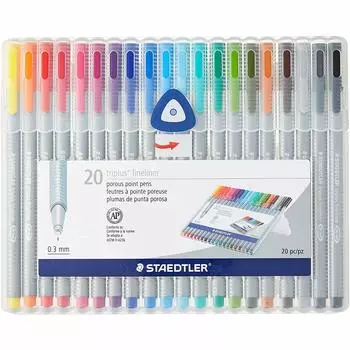 Ручки для тонкой подводки Staedtler Triplus 0,3 мм разных цветов (20 шт. В упаковке)