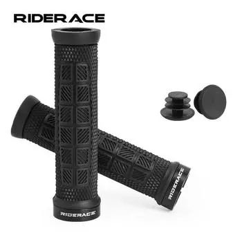 Ручки для велосипедного руля из резины и алюминиевого сплава, одинарный замок, чехол для велосипедного руля, противоскользящий, ударопрочный, велосипедные аксессуары чёрный