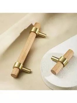 Ручки из бука и латуни, ручки для ящиков современной простой корпусной мебели, ручки для шкафов, ручки из бука Single Hole