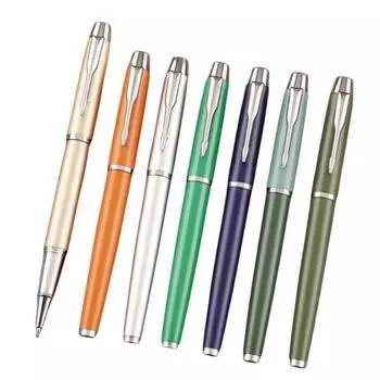 Ручки-роллеры для мужчин и женщин, металлическая ручка с тонким наконечником 0,5 мм, шариковые ручки-роллеры с черным колпачком серебряный