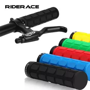 Ручки руля велосипеда резиновые эргономичные противоскользящие амортизирующие чехол для руля горного велосипеда стопорное кольцо из алюминиевого сплава чёрный