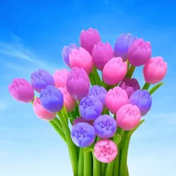 Ручки с цветами, меняющие цвет — набор из 12 шариковых ручек Креативная ручка-роллер с гелевыми чернилами, черный тюльпан 0,38 мм тюльпан