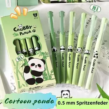 Ручки с пандой, 6 шт. гелевые ручки с милыми животными, мультяшные ручки с пандой, 0,5 мм, быстросохнущие ручки с черными чернилами для школы, офиса, дома, студента, учителя, подарок для девочек и мальчиков 6pcs black ink