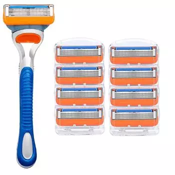 Ручная бритва, 5 слоев, лезвия, сменный комплект смазочных полосок, мужские бритвенные бритвы с перьями, безопасная бритва для Fusione5 1Handle 8 Blades