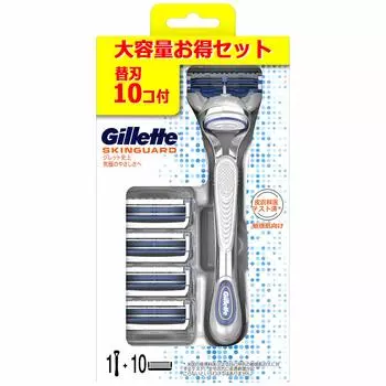 Ручная бритва Gillette Skin Guard для чувствительной кожи, основной блок, 10 запасных лезвий в комплекте, для мужчин, для кожи, +