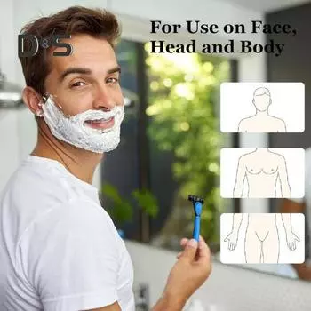 Ручная бритва с 5 сменными лезвиями, 7 слоев лезвий из нержавеющей стали, резиновая ручка, для мужчин и женщин, триммер для удаления волос и бороды, инструмент для бритья зелёный