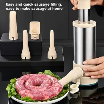 Ручная бытовая машина для изготовления колбас из нержавеющей стали с 4 трубками для начинки и инструментом для фрикаделек для домашней кухни
