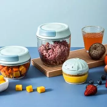 Ручная давилка для чеснока, съемная прозрачная, безопасная для пищевых продуктов, высокоэффективная мясорубка для чеснока, измельчитель с S синий