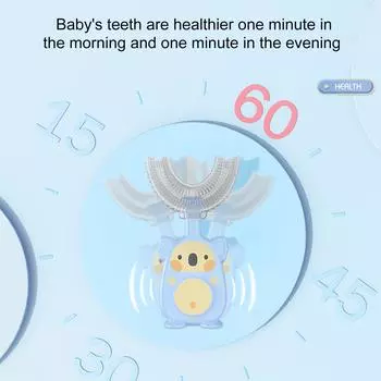 Ручная детская U-образная зубная щетка, силиконовая зубная щетка для чистки полости рта ребенка, ручное обучение Bag - Large Koala Green