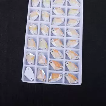 Ручная дрель для швов с плоской пряжкой из флуоресцентного стекла в форме топора, двухдырочное плоскодонное сверло для страз, набор материалов для самостоятельного изготовления аксессуаров 9 * 14mm 48pcs/bag