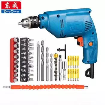 Ручная дрель Dongcheng Electric Drill J1Z-FF05-10A Высокомощная многофункциональная регулировка скорости вперед и назад Мощность Dongcheng Electric 300W chuck