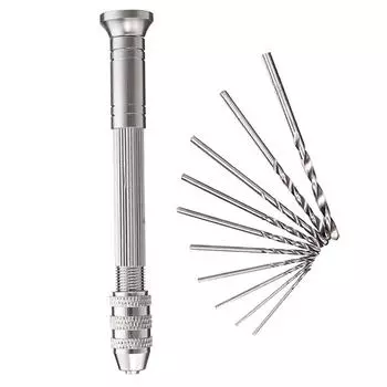 Ручная дрель с вращающимся инструментом, серебро 89*14 мм, алюминиевый сплав, алмаз 1pc