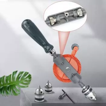 Ручная дрель, сложный, простой в эксплуатации, ручной сверлильный патрон с двойным зубчатым приводом для деревообработки 3/8 inches