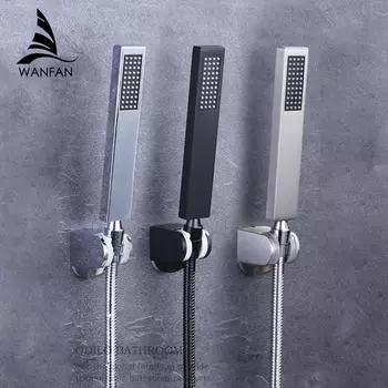 Ручная душевая головка из нержавеющей стали, хромированная, черная, для ванной комнаты, аксессуары для смесителя, одна функция 811545