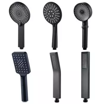Ручная душевая головка высокого давления из черной нержавеющей стали и АБС-пластика, водосберегающая душевая головка с эффектом дождя, аксессуары для душа в ванной комнате