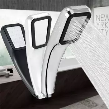 Ручная душевая лейка на 300 отверстий, водосберегающая хромированная черно-белая душевая лейка, аксессуары для ванной комнаты, душевая лейка серебряный