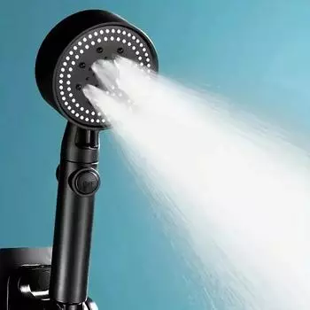 Ручная душевая лейка с функцией остановки подачи воды One Touch, 5 режимов, регулируемая черная душевая лейка высокого давления, аксессуары для ванной комнаты