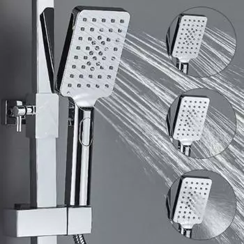 Ручная душевая лейка высокого давления, одна кнопка, 3 режима струи, регулируемая душевая лейка с точечным отверстием для выхода воды, интерфейс с резьбой G1/2 чёрный