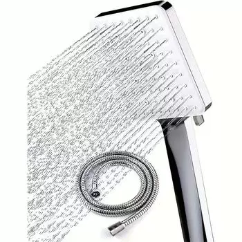 Ручная душевая насадка высокого давления, 6 режимов, хромированная душевая насадка со шлангом из нержавеющей стали 59 дюймов