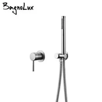 Ручная душевая система для ванной комнаты, матовый золотой смеситель для ванны с горячей и холодной водой, одна ручка и держатель для душа, отдельный набор кранов