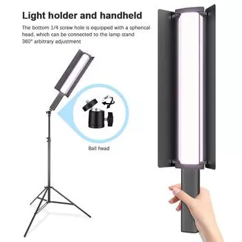 Ручная фотолампа RGB мощностью 20 Вт. Портативная светодиодная лампа со светодиодным экраном. CRI более 95Ra RGB Full. чёрный