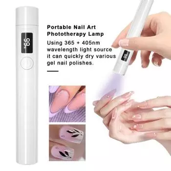 Ручная гелевая УФ-сушилка для ногтей со светодиодным экраном Таймер на 45 и 60 с Мягкое освещение и отсутствие ослепления Быстрое высыхание лака для ногтей Светодиодная лампа для ногтей Профессиональная белый