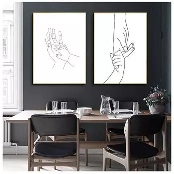 Ручная художественная печать, украшение на стену в детском саду, минималистичный настенный художественный холст для мамы и ребенка 21cm30cm NoFrame