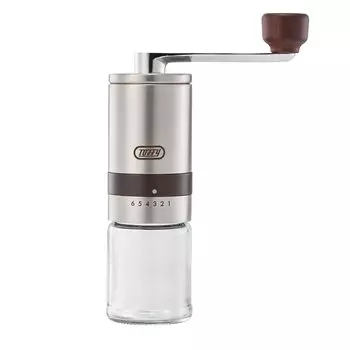 Ручная керамическая кофемолка из нержавеющей стали, компактная, с регулировкой помола, керамическая мельница для улицы, стильная [Toffy] K-KU10, ручная 6-уровневая K-KU10-SV серебряный