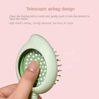 Ручная кладь, косметическая зеркальная расческа, складная двойная портативная мини-подушка для девочек, массажная расческа в форме сердца синий