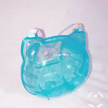 Ручная клетка для переноски, хомяк, золотой медведь, транспортный ящик, плечевая клетка, переносная, полностью прозрачная Little cute cat 18.5 * 12 * 17CM синий