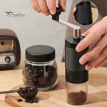 Ручная кофемолка 90 мл с ручкой, прозрачная видимая портативная ручная кофемолка, дорожный инструмент для измельчения кофейных зерен, идеальный подарок для любителей кофе чёрный