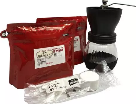 Ручная кофемолка Hario и кофейные зерна Смесь Shinanoji 100 г, смесь Asama 100 г, набор (МСКС-2) домашняя обжарка +