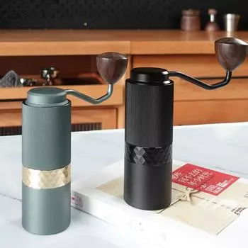 Ручная кофемолка из алюминиевого сплава, ручное шлифовальное оборудование с регулируемой настройкой, двухподшипниковая ручная кофемолка для эспрессо чёрный