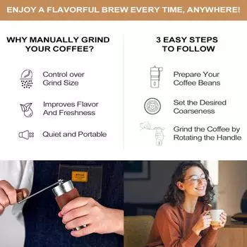 Ручная кофемолка Leeseph, универсальная ручная мельница из нержавеющей стали, аксессуары для кофемашин для эспрессо, турецкого кофе чёрный