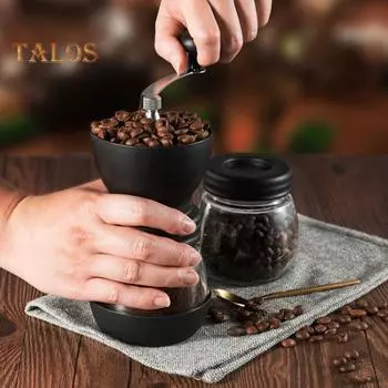 Ручная кофемолка премиум-класса с регулируемым размером помола и дорожной банкой. Экономящая время кофемолка. Товары для дома. чёрный