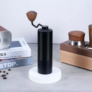Ручная кофемолка с эргономичной деревянной рукояткой, 5-ти сердечниковыми коническими жерновами из нержавеющей стали, 24 передачи чёрный
