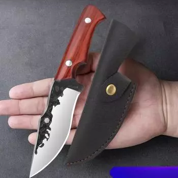 Ручная ковка многоцелевой нож столовый нож для мяса с чехлом портативный нож для фруктов бытовой кухонный нож with cover