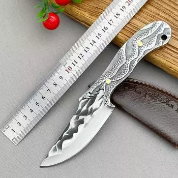 Ручная ковка Тесак для мяса Нож для нарезки Кухонные ножи шеф-повара Нож для обвалки Овощерезка with cover