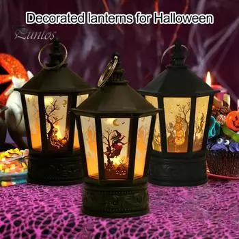 Ручная лампа на Хэллоуин, тыква, скелет ведьмы, светодиодный фонарь, электронная свеча, ветряной свет для украшения атмосферы Хэллоуина C