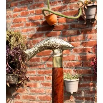 Ручная латунная антикварная ручка в виде головы рыбы Викторианская трость Деревянная трость в подарок золотой