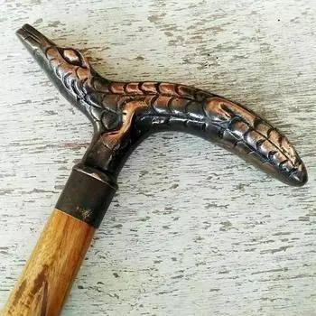 Ручная латунная ручка Corckodl для ходьбы, коричневая трость, викторианский антиквариат, сплошная, 37 дюймов